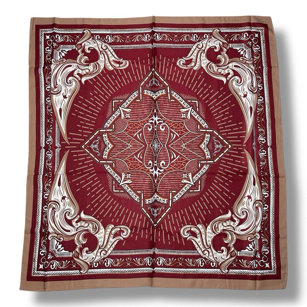 Red Wine Scarf Square 35” X 35” Boho Hair Scarf Neck Scarf Gift